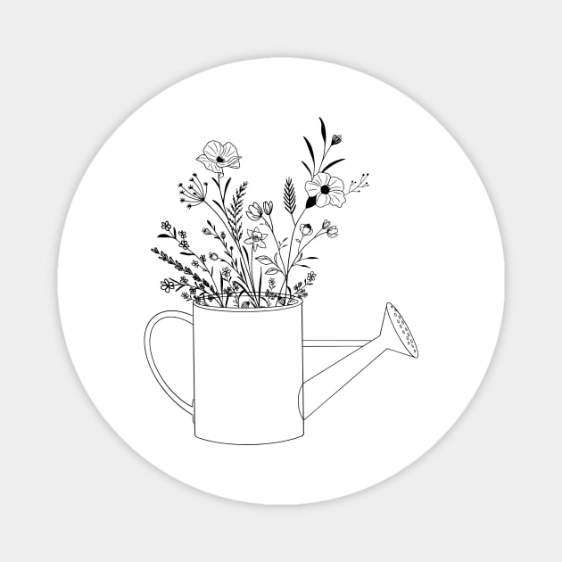 Wildflowers in watering can Magnet by Designs by Katie Leigh